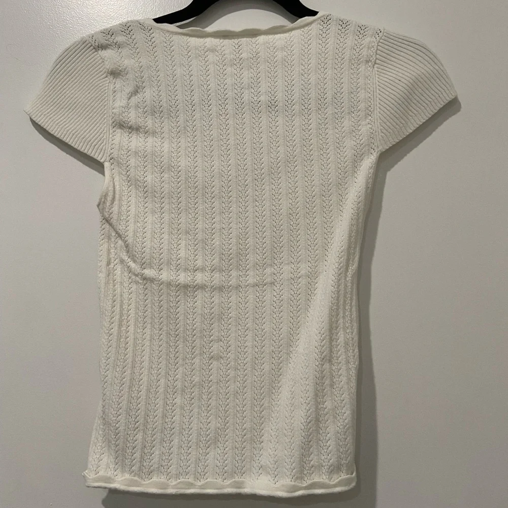 Aritzia Soloist Short-sleeve Cream Ribbed Knit Top - Picture 5 of 5